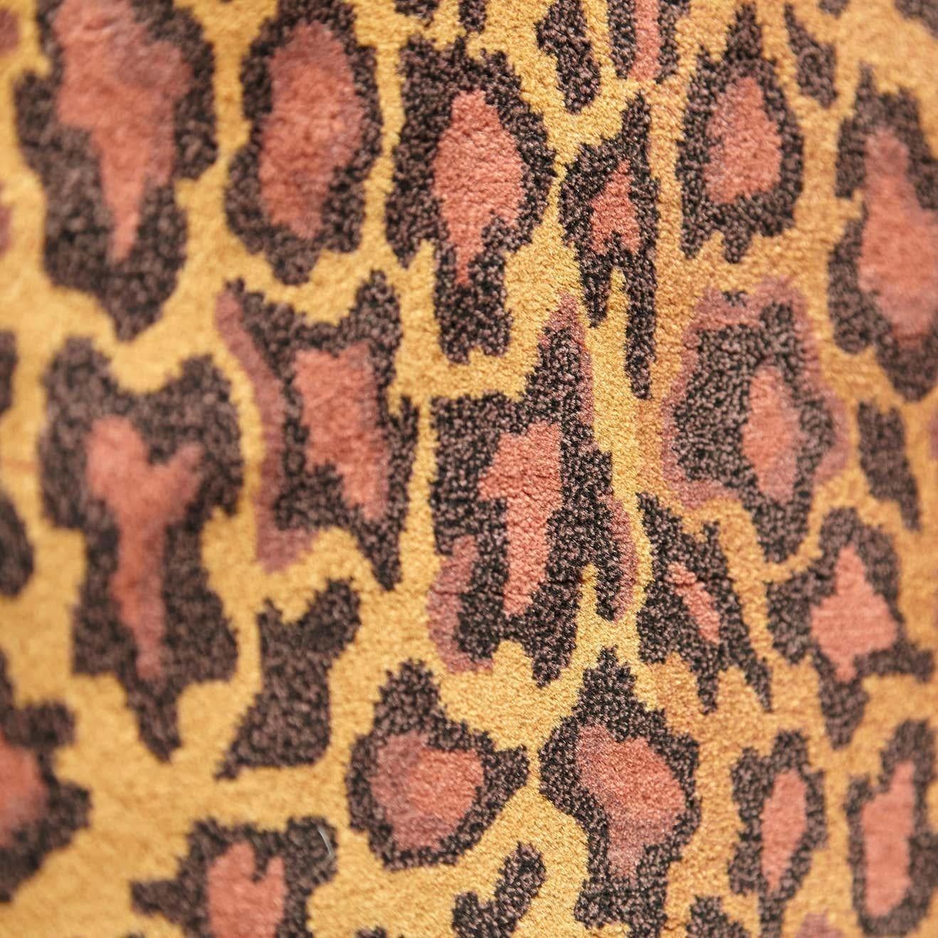 Hand-Knotted Gianni Versace Collection Rug Wild Barocco, Gold Leopard Animal Print, 1980