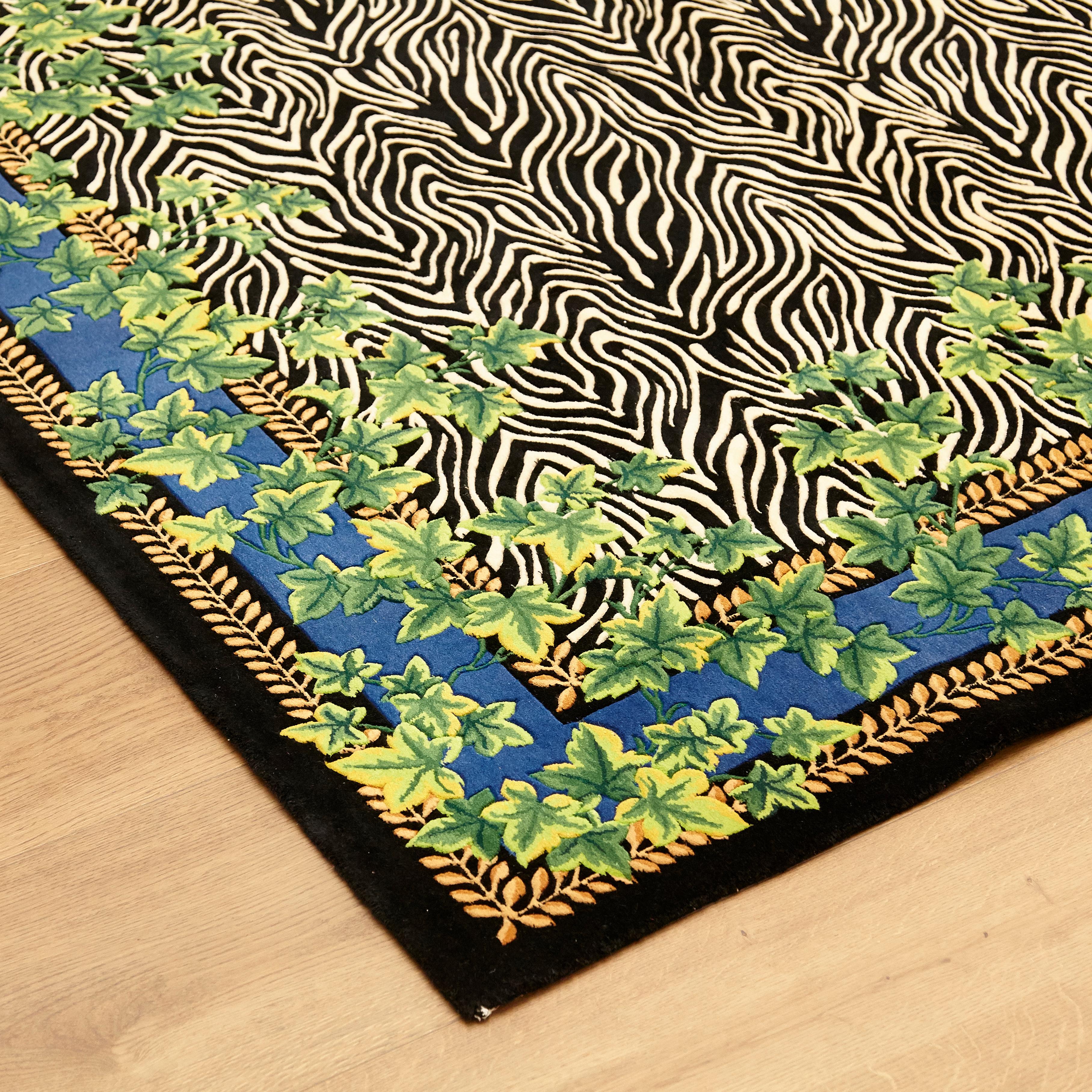 Gianni Versace Collection Rug Wild Ivy, Gold Zebra Animal Print, 1980 2