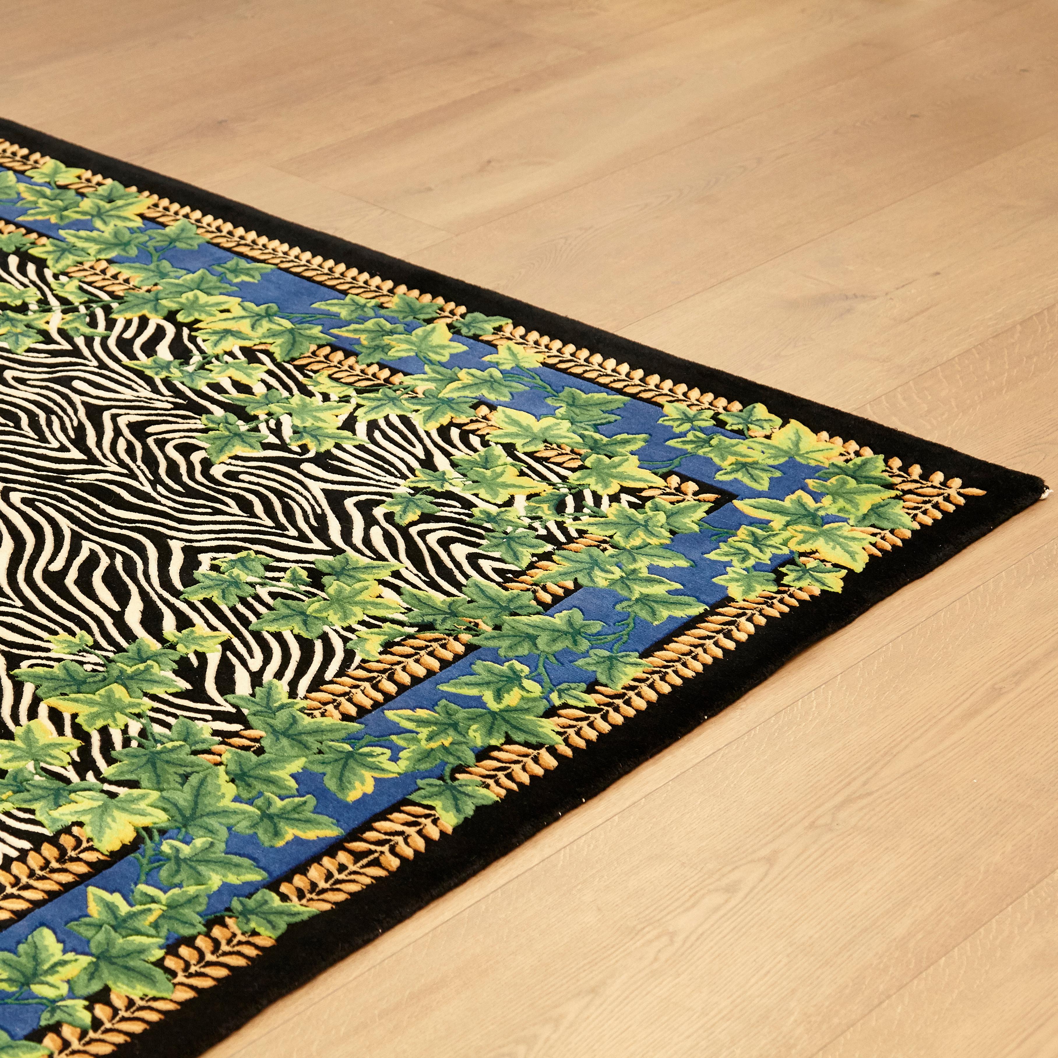 Gianni Versace Collection Rug Wild Ivy, Gold Zebra Animal Print, 1980 For Sale 4