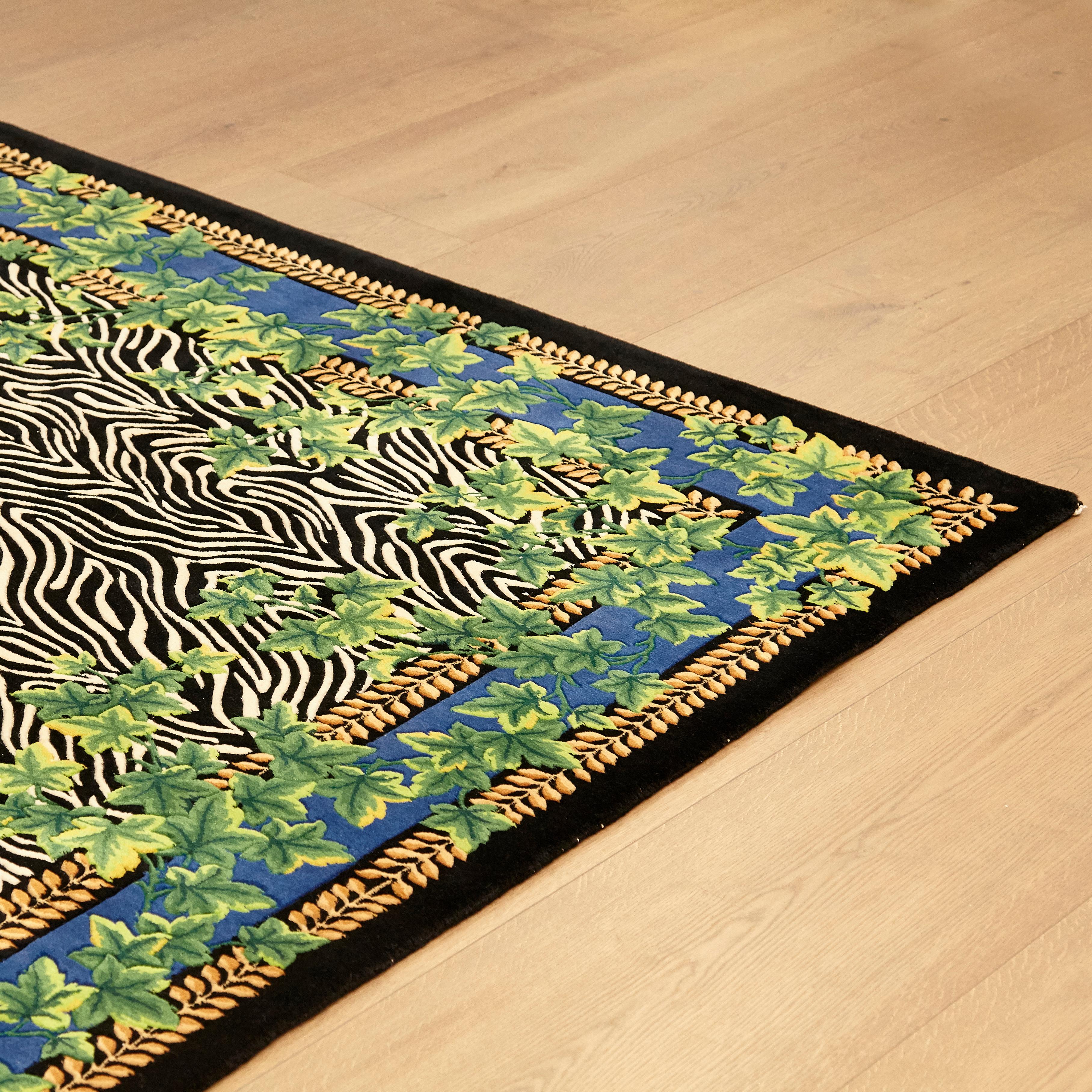 Gianni Versace Collection Rug Wild Ivy, Gold Zebra Animal Print, 1980 4