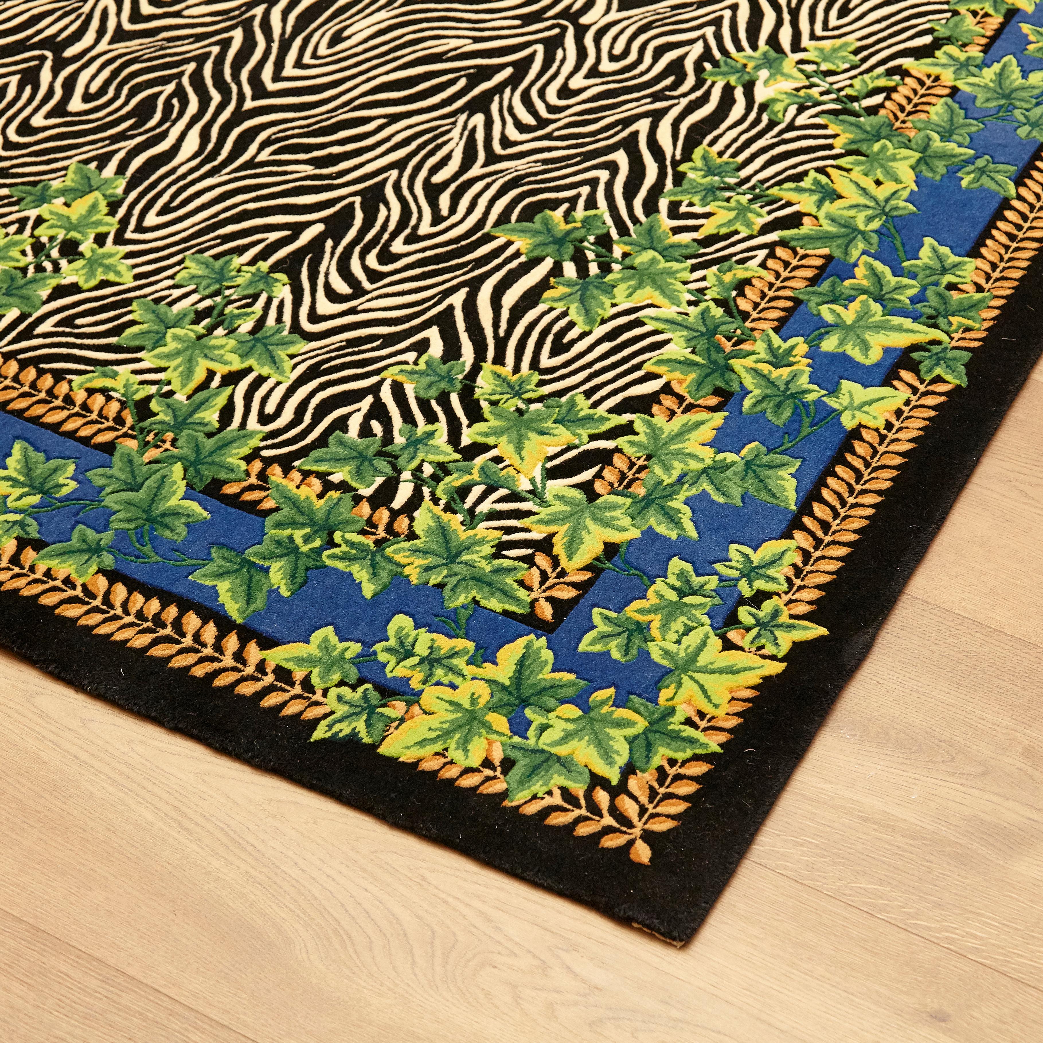 Gianni Versace Collection Rug Wild Ivy, Gold Zebra Animal Print, 1980 5