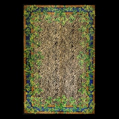 Gianni Versace Collection Rug Wild Ivy, Gold Zebra Animal Print, 1980