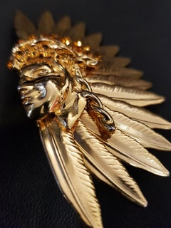 Gianni Versace, bague de collection en cristal indien indigène de couleur or