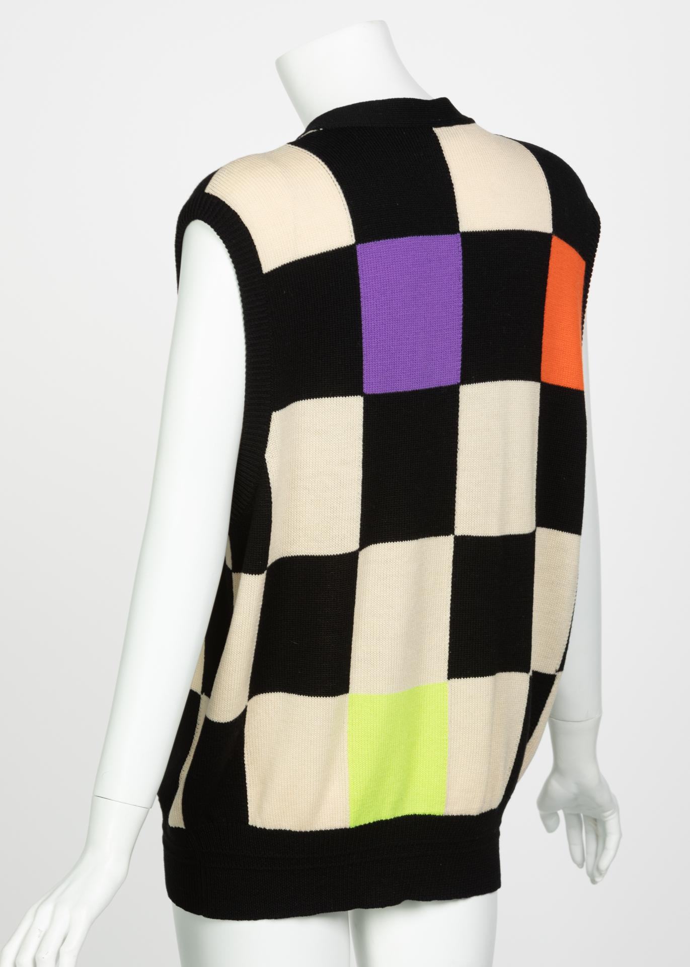 Gianni Versace Colorblock-Pulloverweste, 1980er Jahre im Zustand „Hervorragend“ im Angebot in Boca Raton, FL