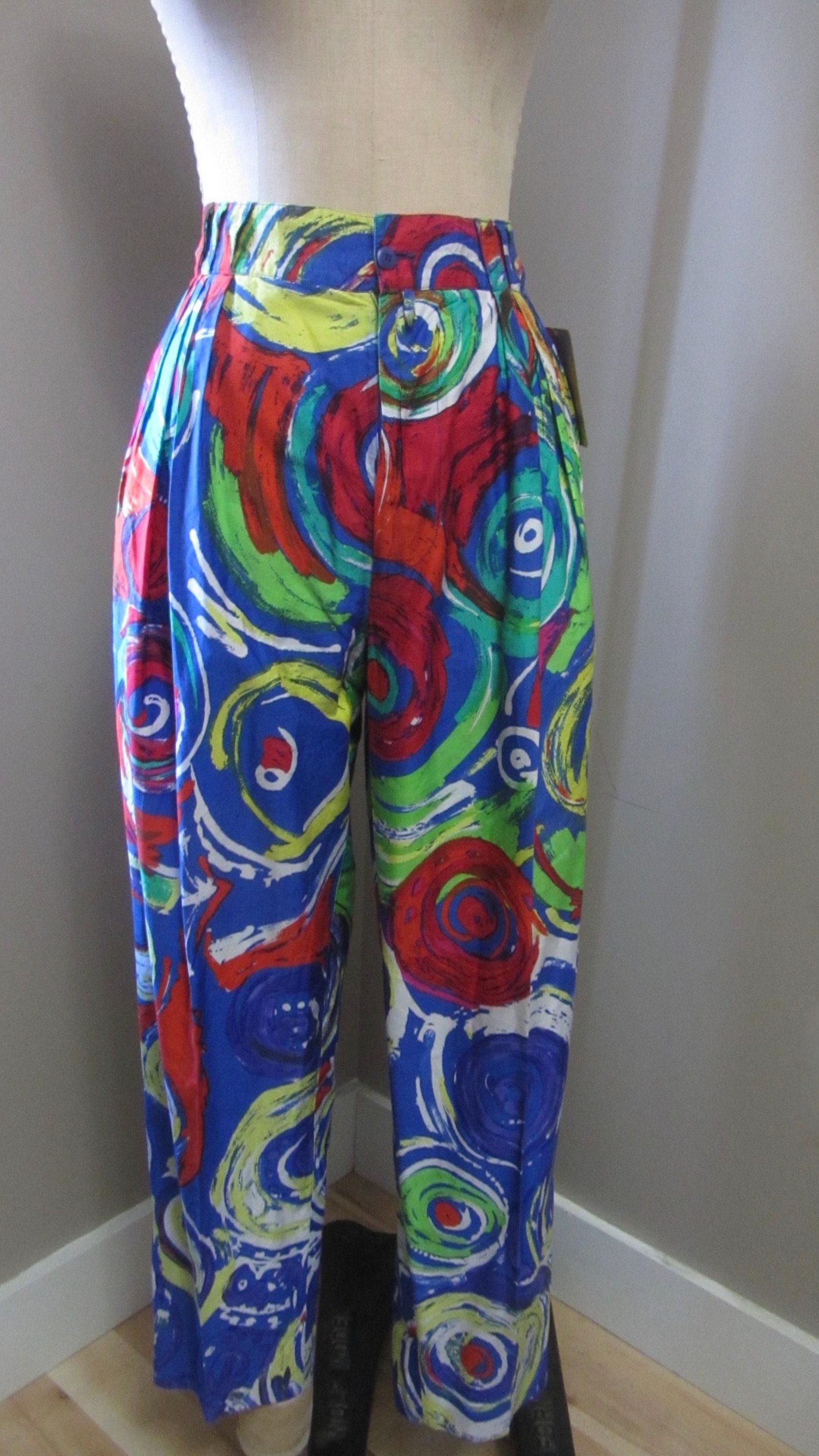 Pantalon à imprimé abstrait coloré de Gianni Versace, Circa 1991 Excellent état - En vente à Brooklyn, NY