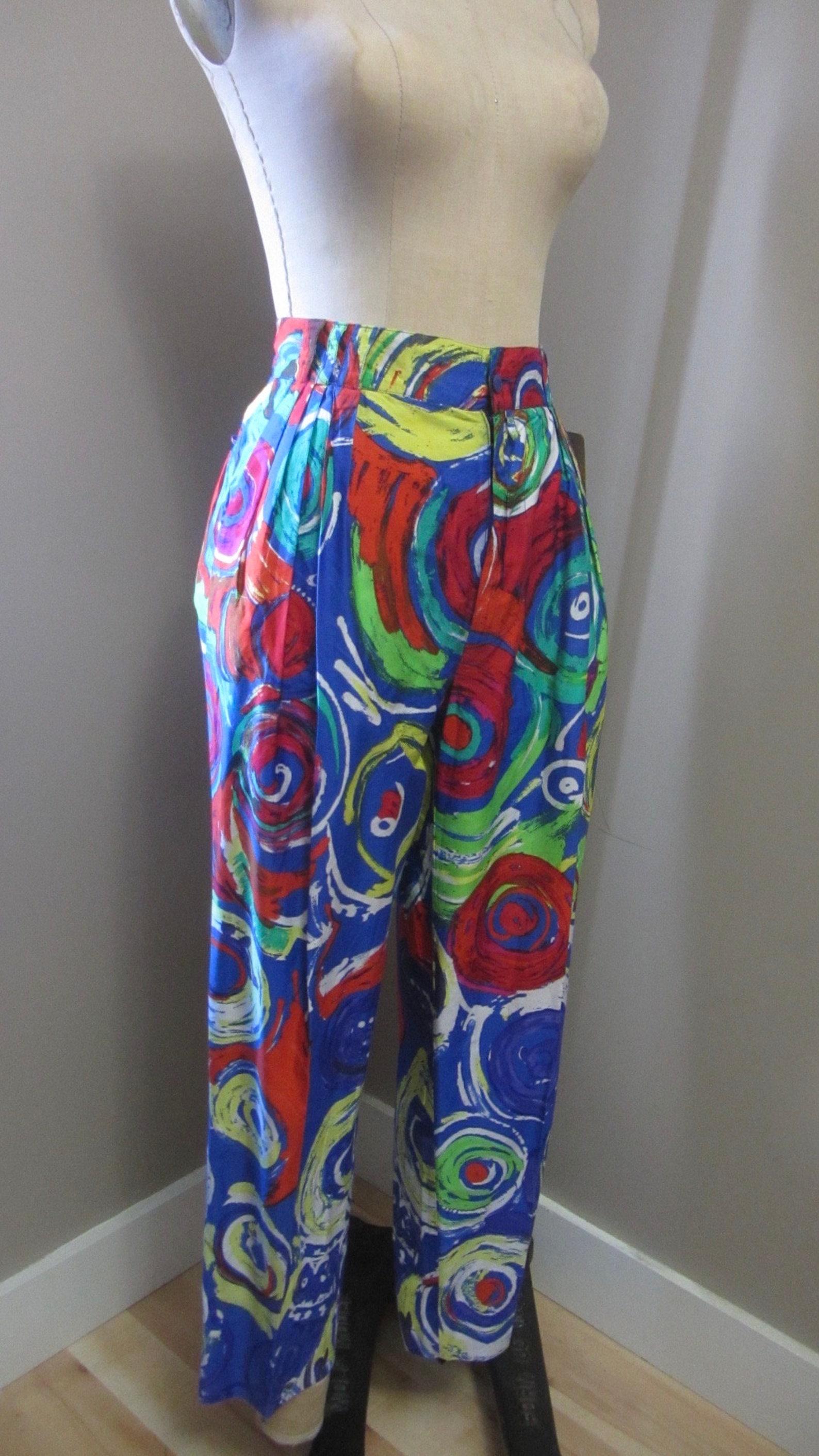 Pantalon à imprimé abstrait coloré de Gianni Versace, Circa 1991 en vente 1