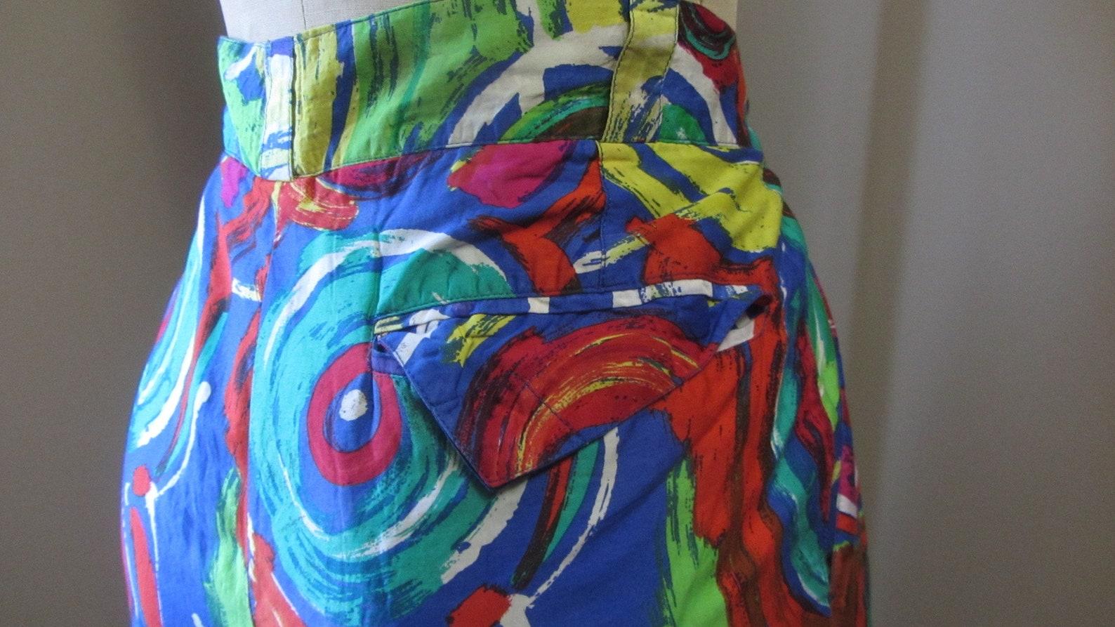 Pantalon à imprimé abstrait coloré de Gianni Versace, Circa 1991 en vente 2
