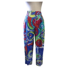 Pantalon à imprimé abstrait coloré de Gianni Versace, Circa 1991