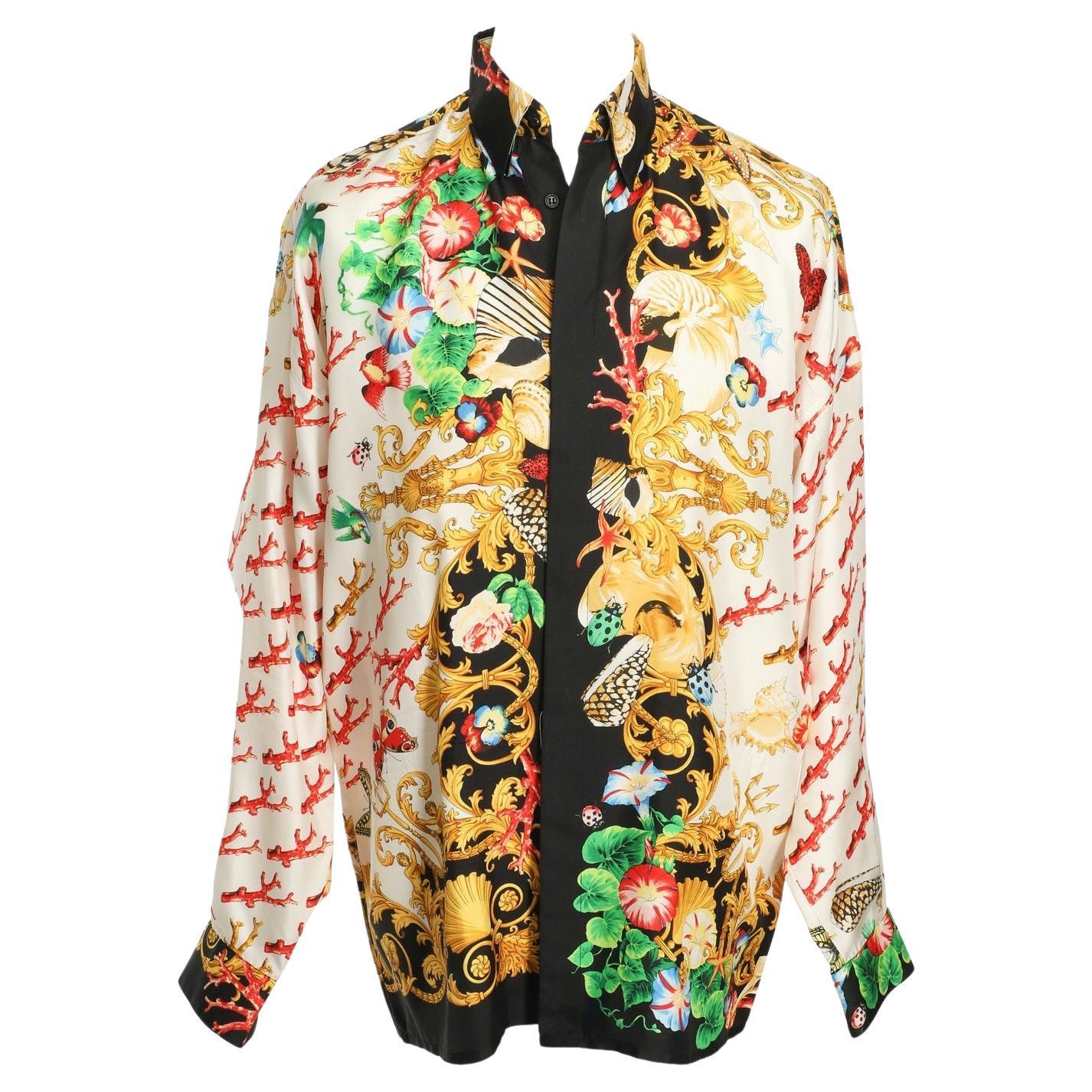 GIANNI VERSACE Seidenhemd mit Korallenmuster