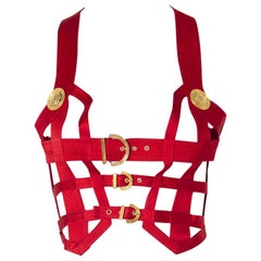 Gianni Versace corset F/W Runway Couture Vintage red Bondage, 1992  