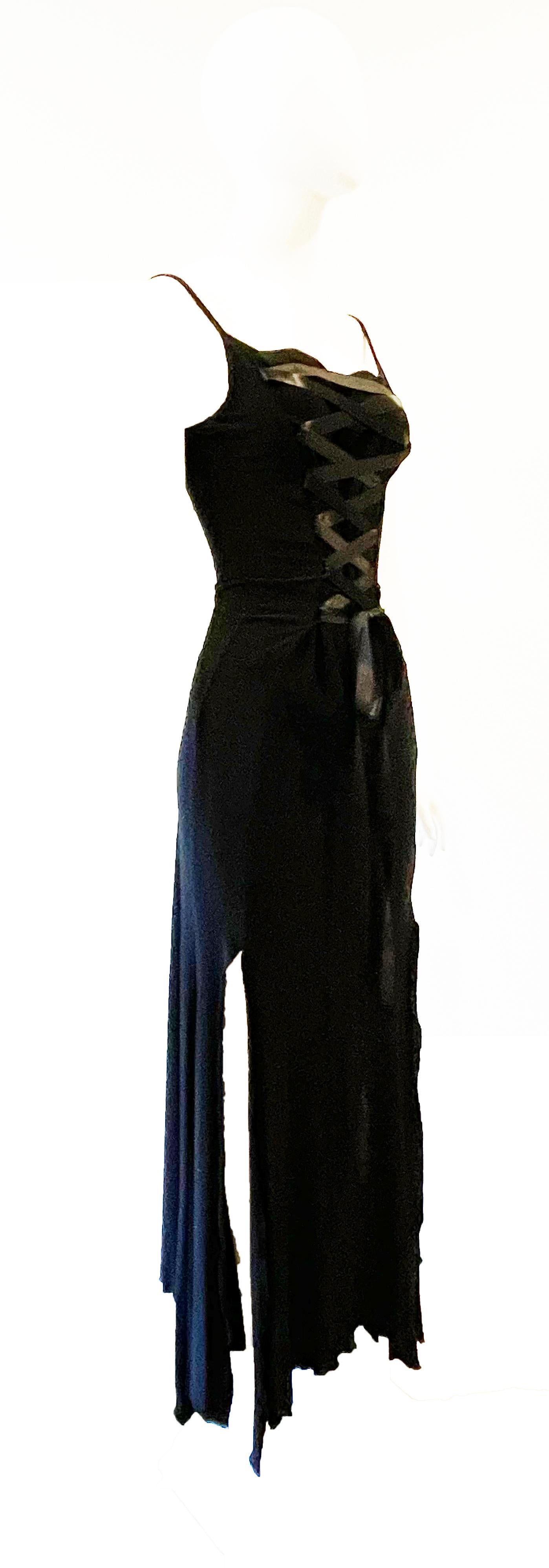 Korsettkleid mit Bändern von Gianni Versace (Schwarz) im Angebot