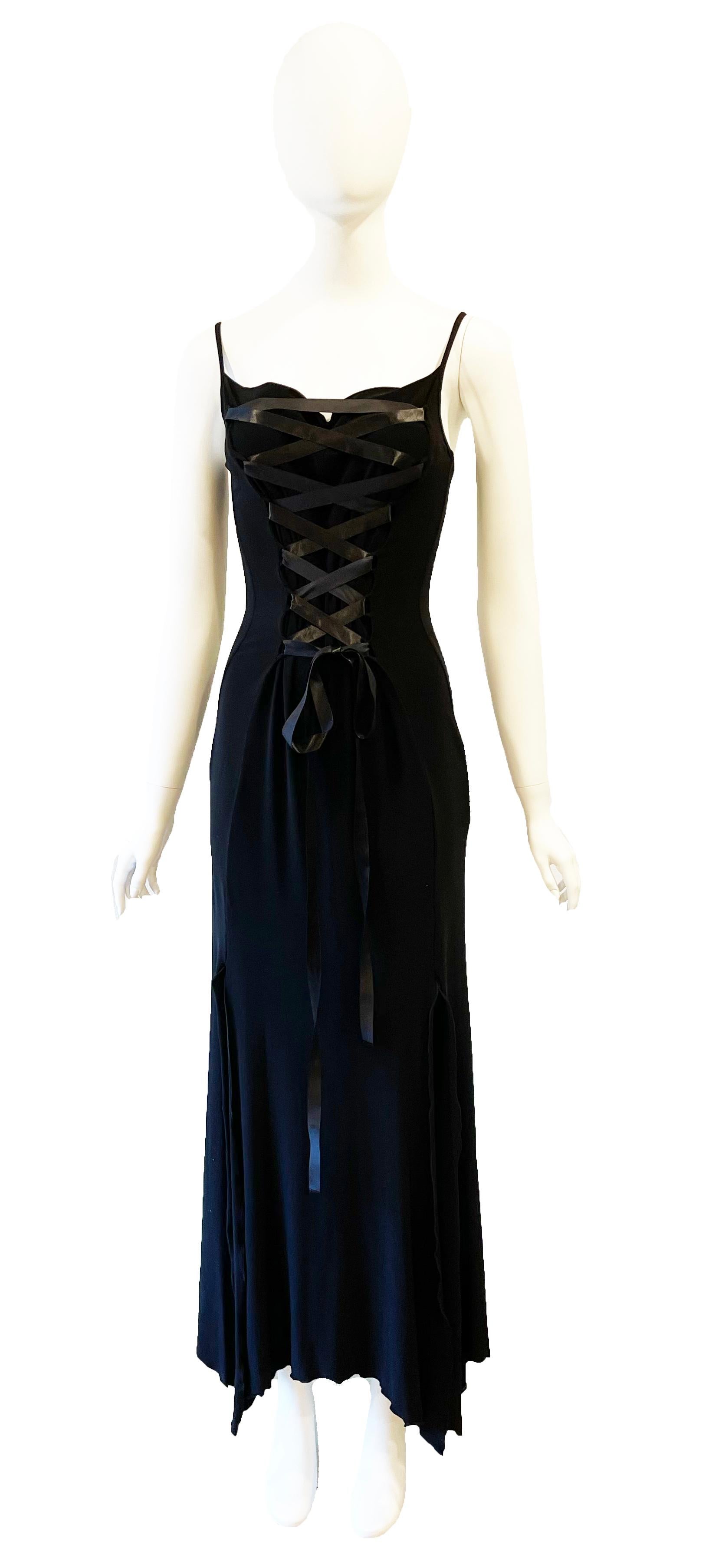 gianni versace s/s 1992 bustier lace bra sheer panels slit evening dress gown