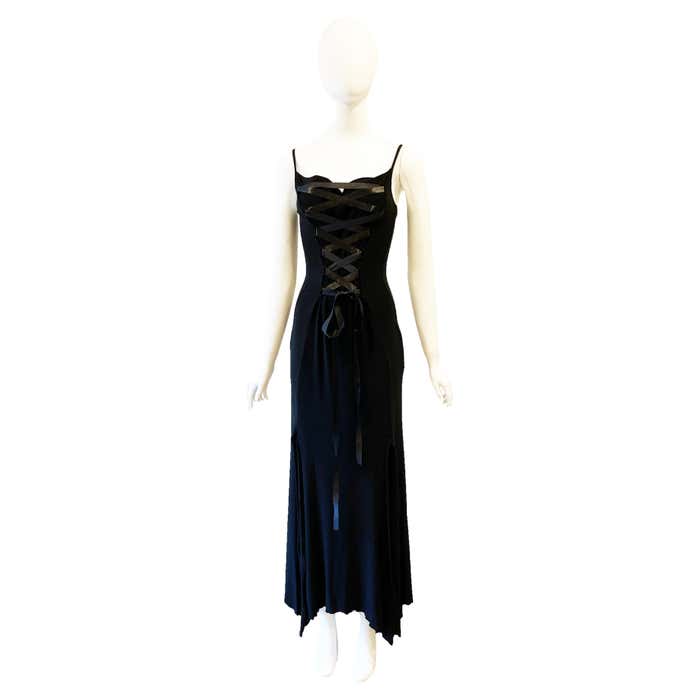 Gianni Versace Corset Gown Ribbons For Sale at 1stDibs