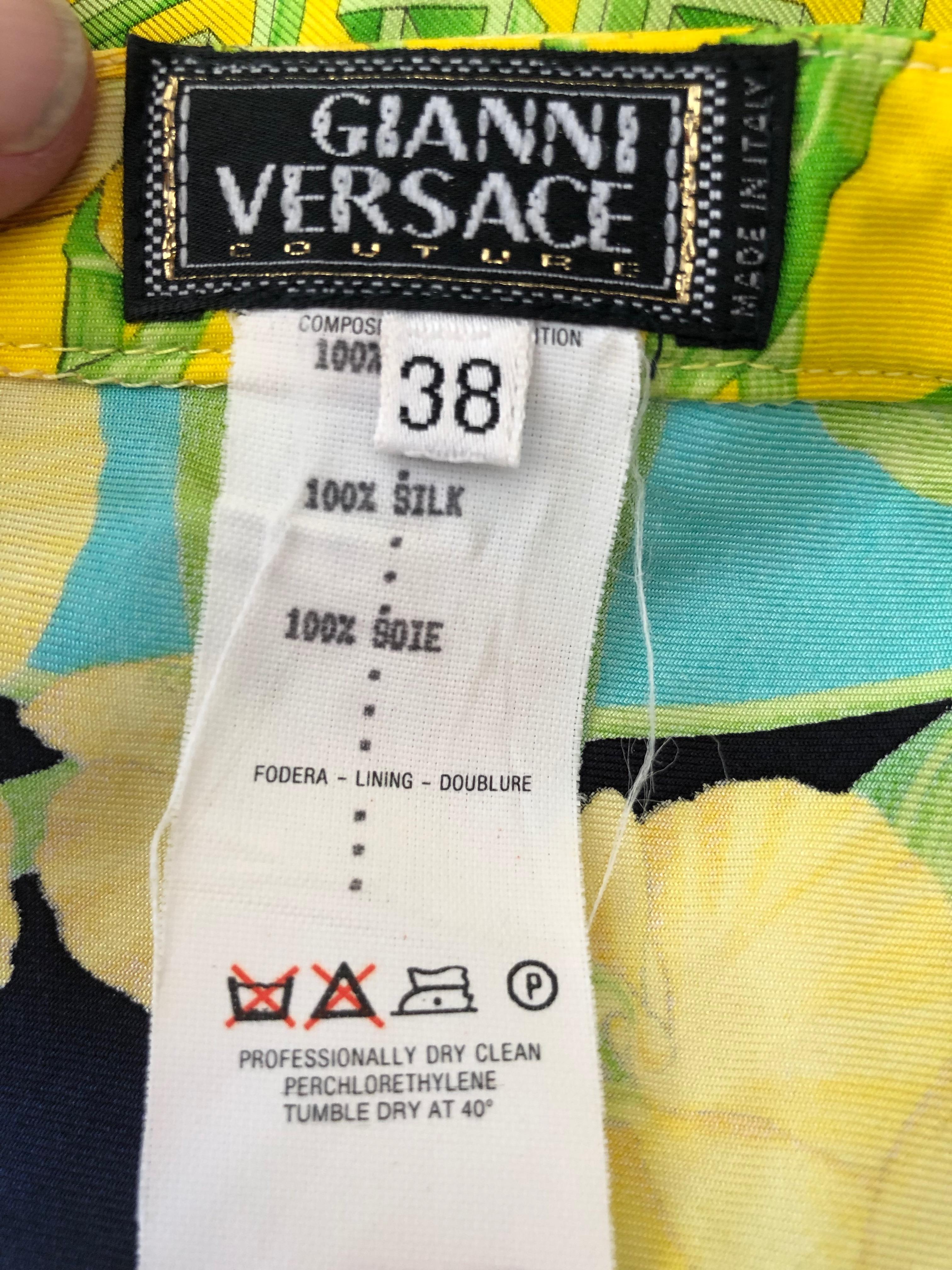 Gianni Versace Couture 1980's Tropical Color Greek Key Pattern Silk Skirt Suit  For Sale 3