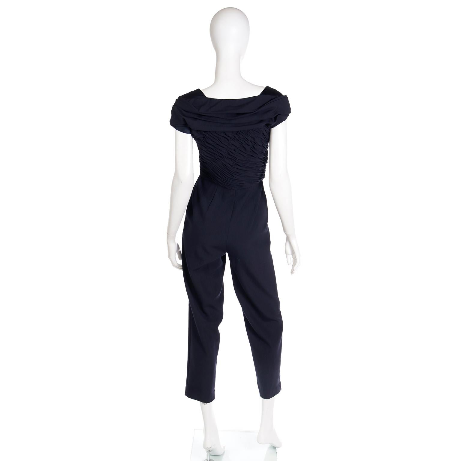 Women's Gianni Versace Couture 1990 Vintage Black Jumpsuit With Ruching  For Sale