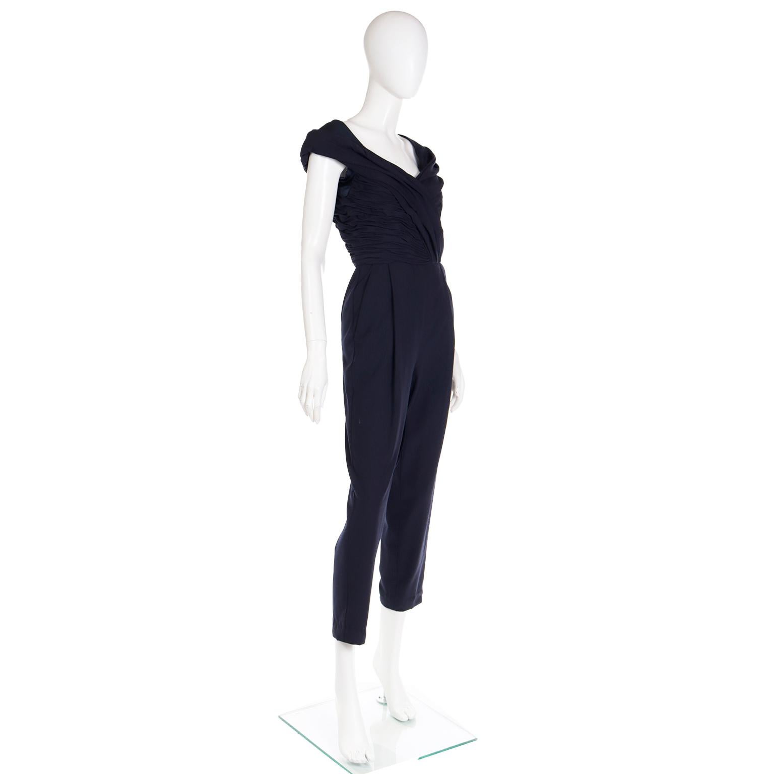 Gianni Versace Couture 1990 Vintage Black Jumpsuit With Ruching  For Sale 1