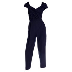 Gianni Versace Couture 1990 Vintage Black Jumpsuit With Ruching