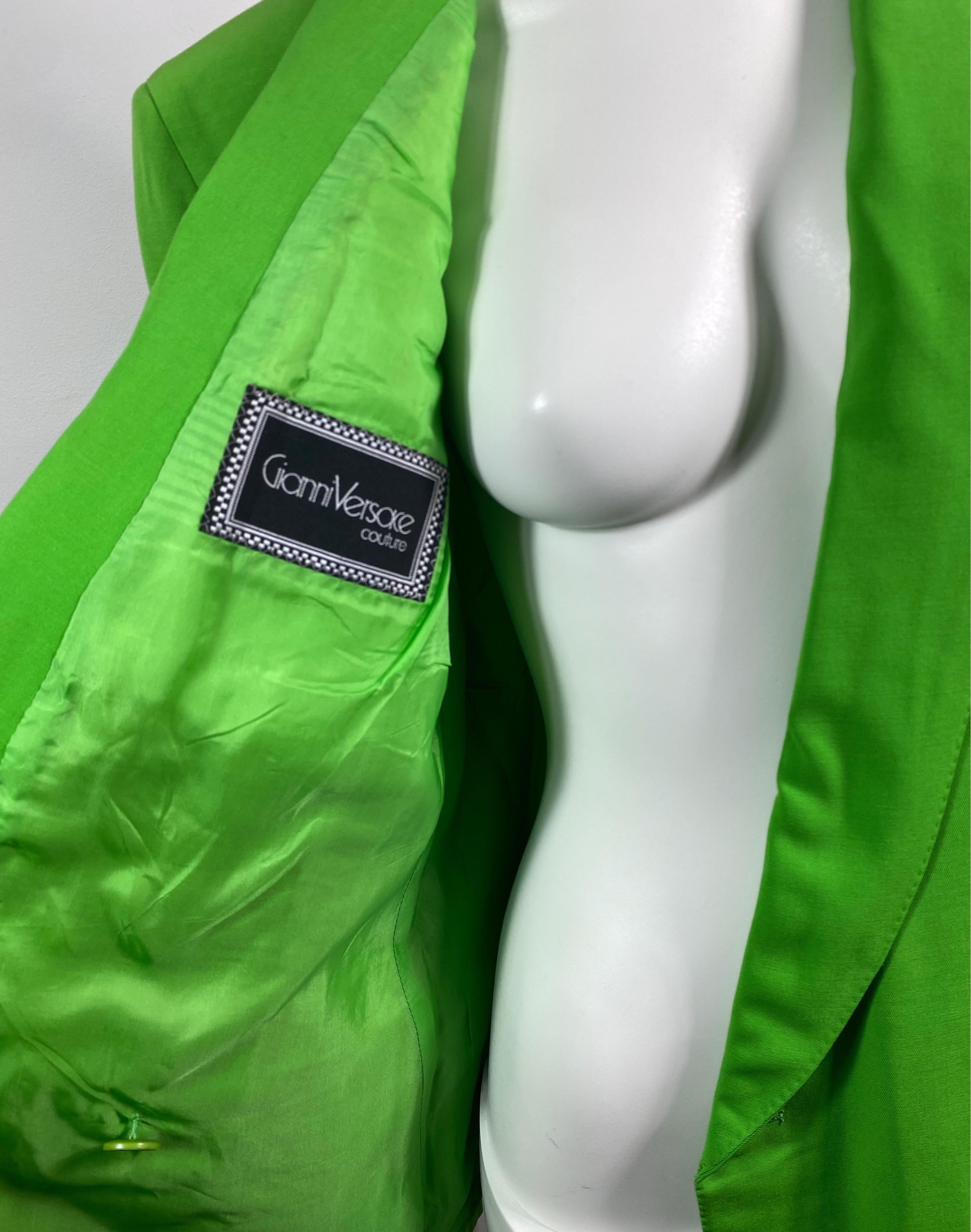 Gianni Versace Couture 1990 - Veste à double boutonnage - Vert Greene Greene - Taille 42 en vente 8