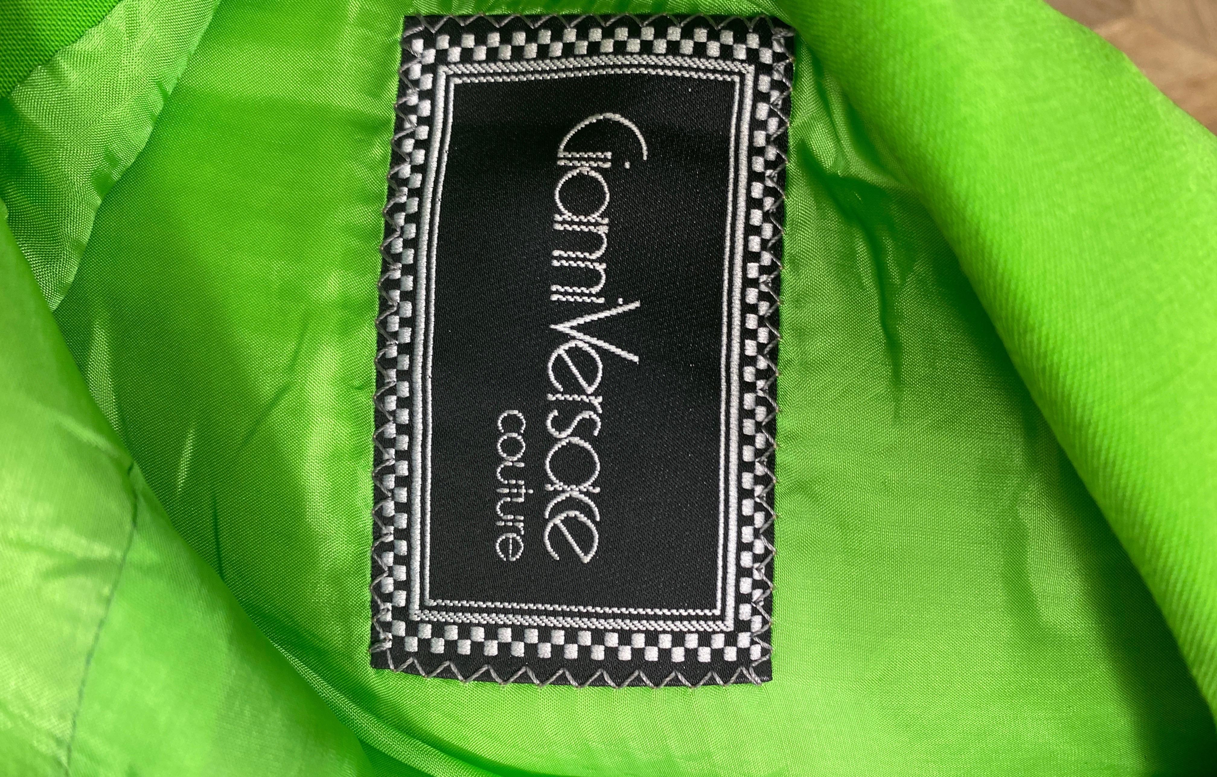 Gianni Versace Couture 1990’s Neón Green Double Breasted Jacket-Size 42 For Sale 12