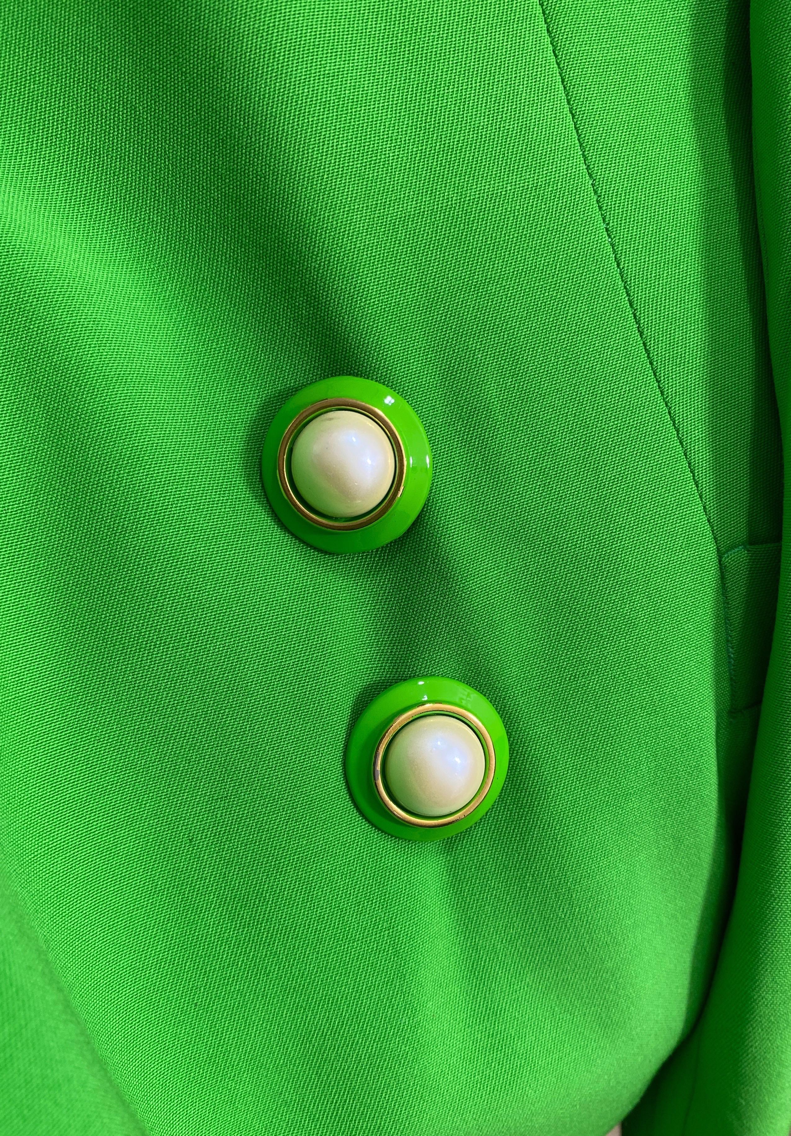 Gianni Versace Couture 1990 - Veste à double boutonnage - Vert Greene Greene - Taille 42 en vente 13