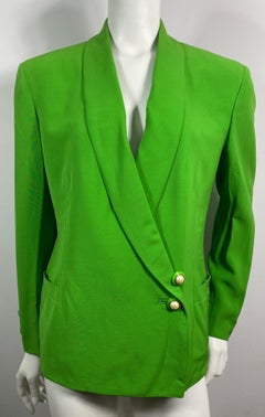 Gianni Versace Couture 1990’s Neón Green Double Breasted Jacket-Size 42