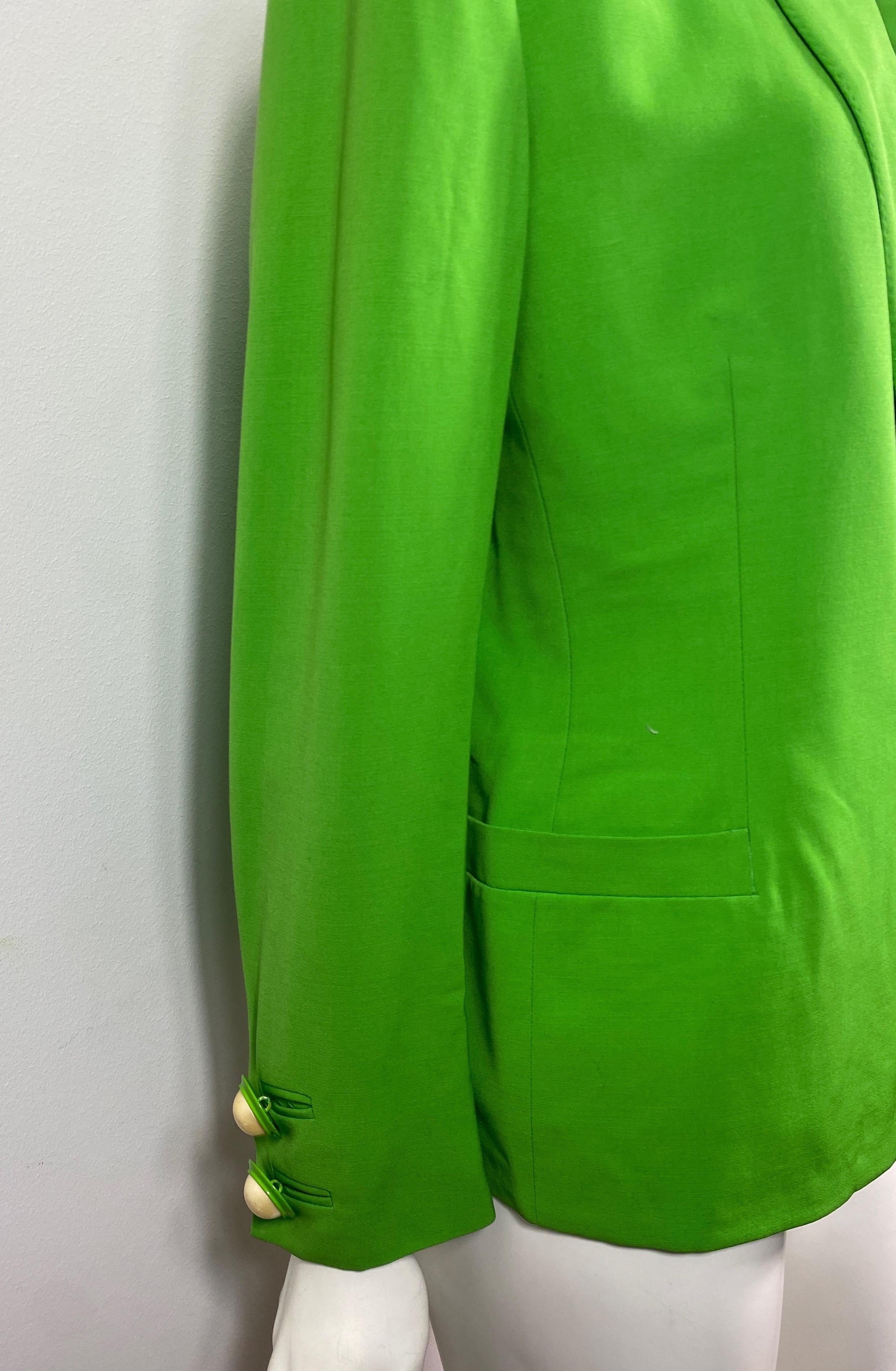 Women's Gianni Versace Couture 1990’s Neón Green Double Breasted Jacket-Size 42 For Sale