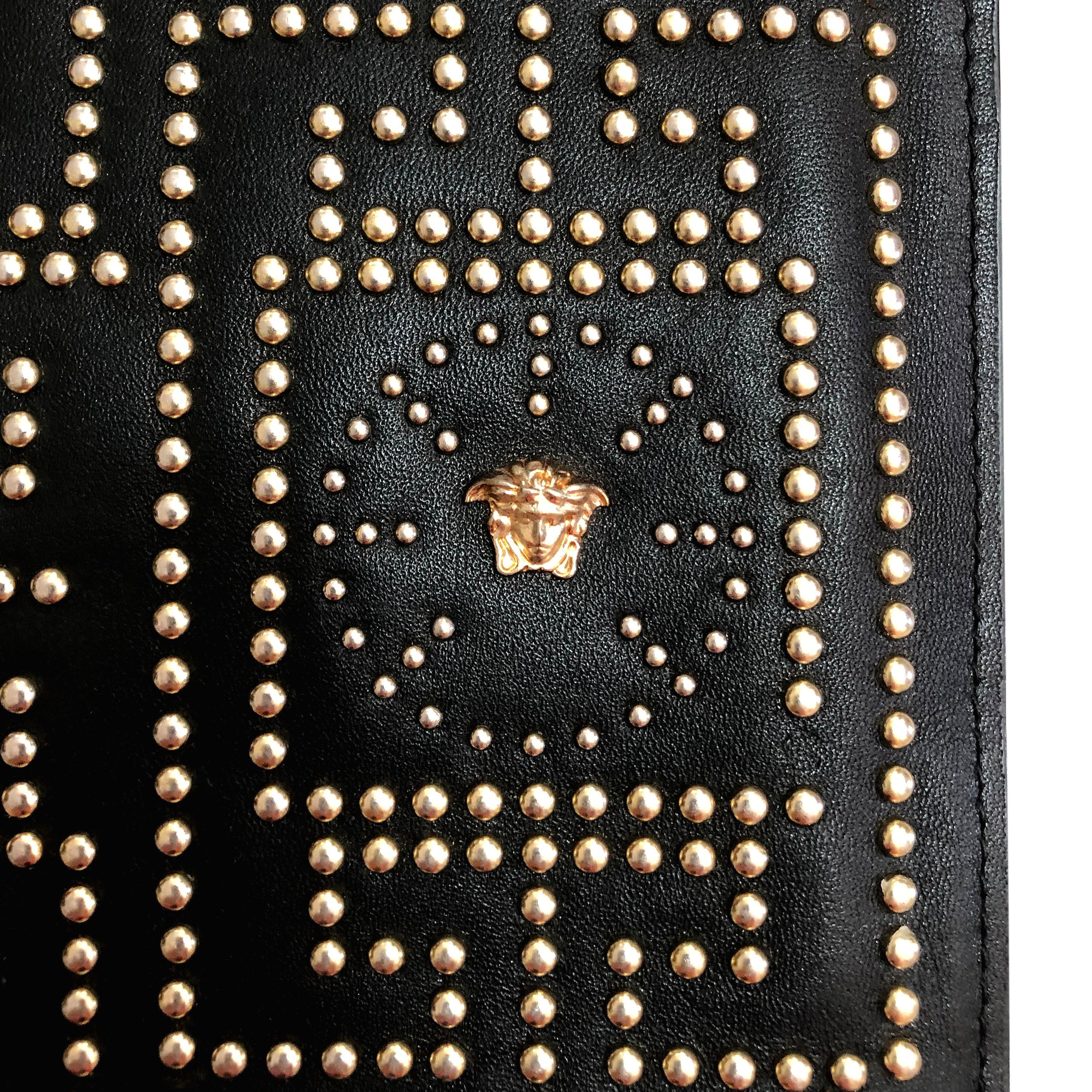 Gianni Versace Couture Bag 1990s Vintage - Black Leather + Medusa Head Studs In Good Condition In KENT, GB