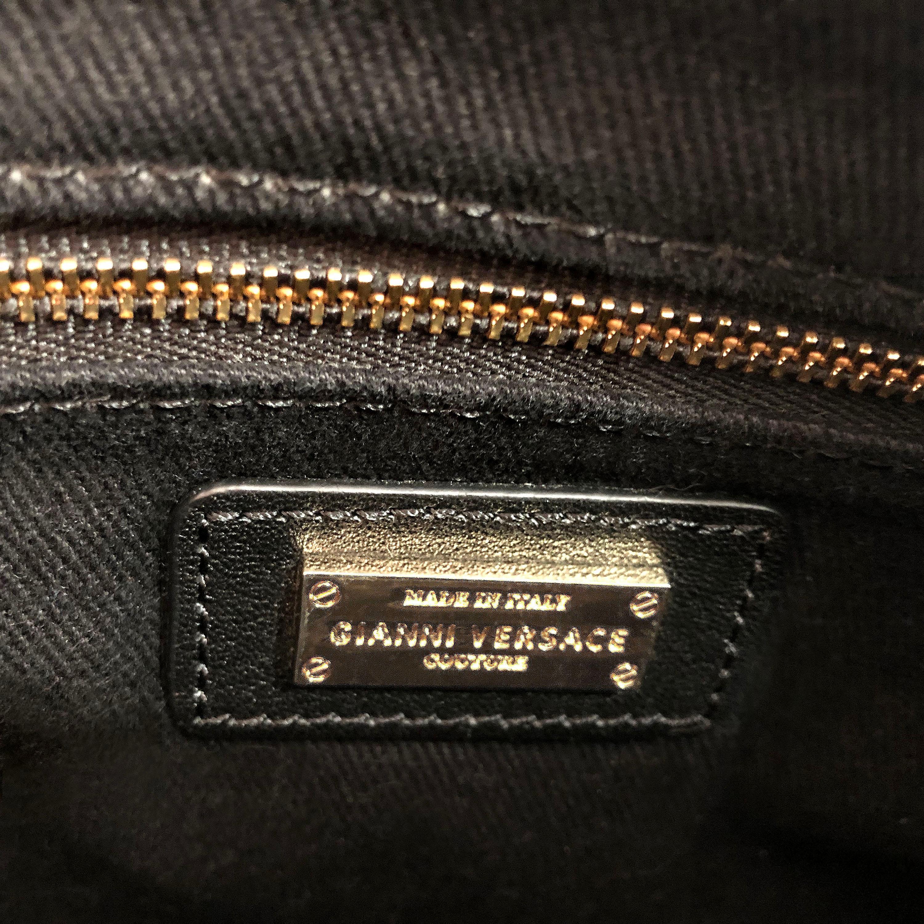 Gianni Versace Couture Bag 1990s Vintage - Black Leather + Medusa Head Studs 2
