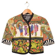 Gianni Versace Couture 1992 Japanese Print Silk Runway Jacket