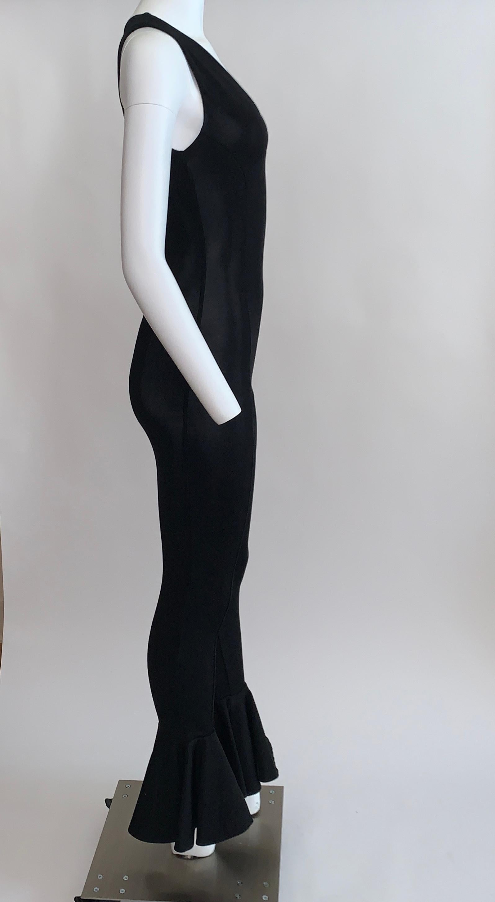 Gianni Versace Couture 1993 Runway Black Knit Flare Ankle Jumpsuit In Excellent Condition In San Francisco, CA