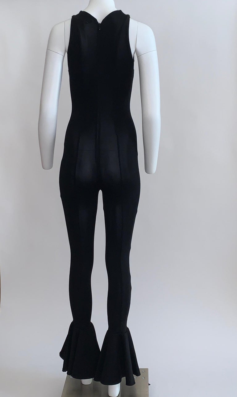 Gianni Versace Couture 1993 Runway Black Knit Flare Ankle Jumpsuit at 1stDibs