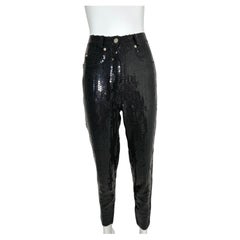 Used Gianni Versace Couture 1999 black runway sequin pants