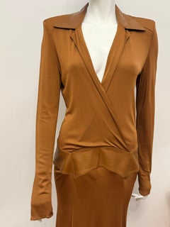 Gianni Versace Couture 2001 cognac Brown dress leather details