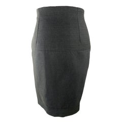 GIANNI VERSACE COUTURE 80s Rare Label Dark Grey Wool Midi Skirt  Size 4US 36EU