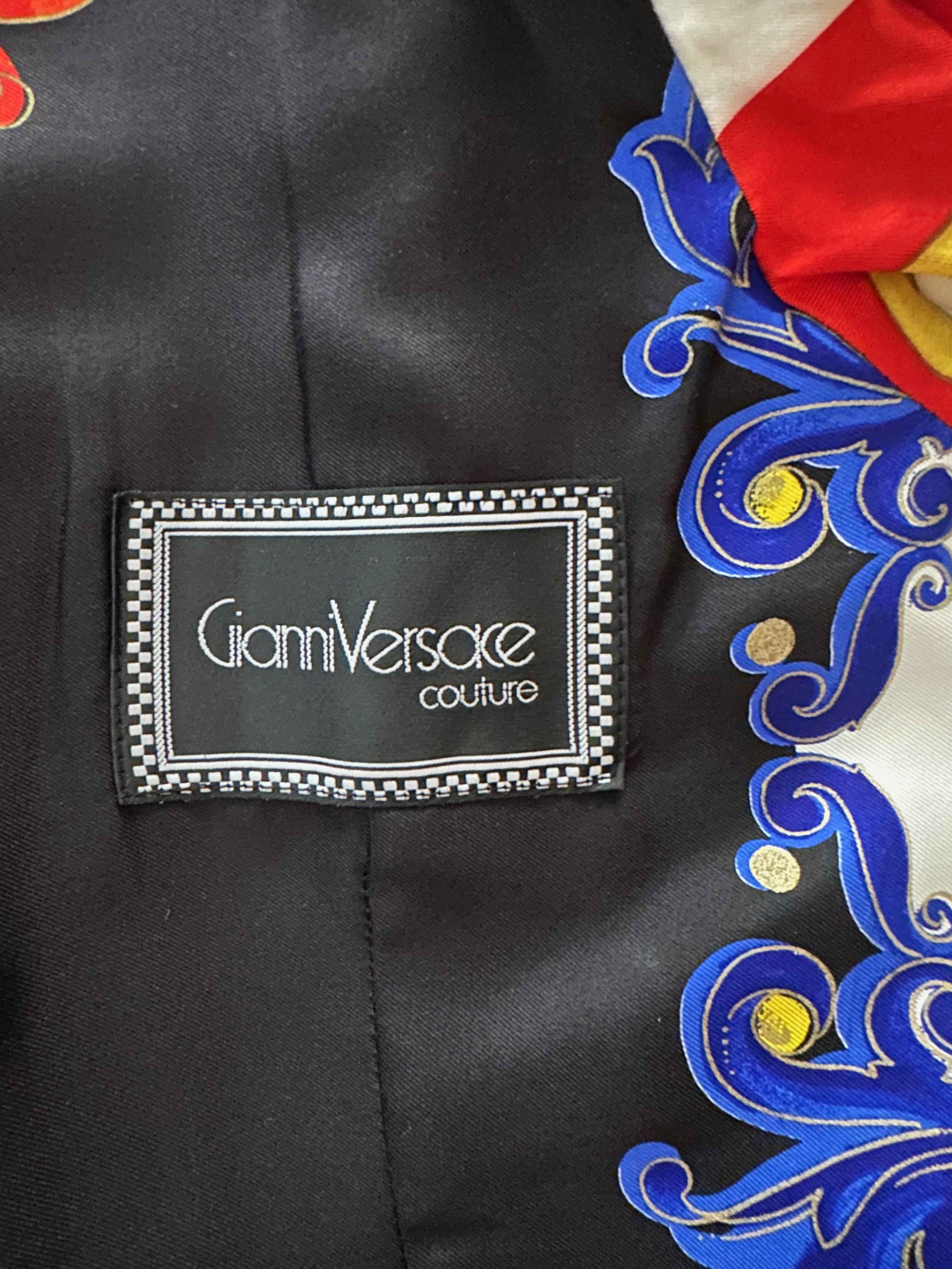 Gianni Versace Couture 90's Iconic Print Dress and Coat Ensemble For Sale 8