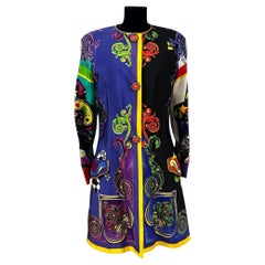 Gianni Versace Couture 90's Iconic Print Dress and Coat Ensemble