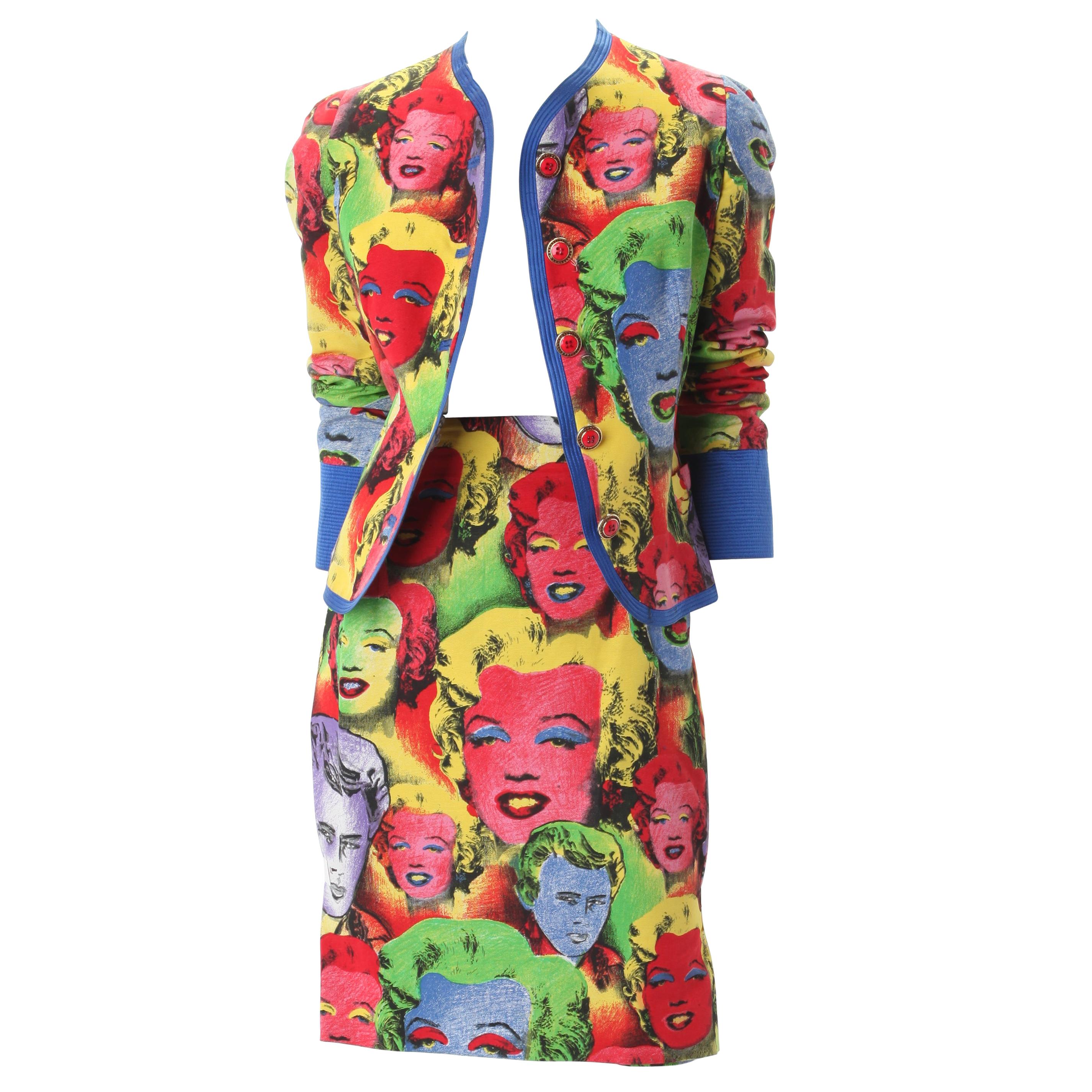 Ensemble veste et jupe à imprimé Andy Warhol de Gianni Versace Couture, vers 1990.