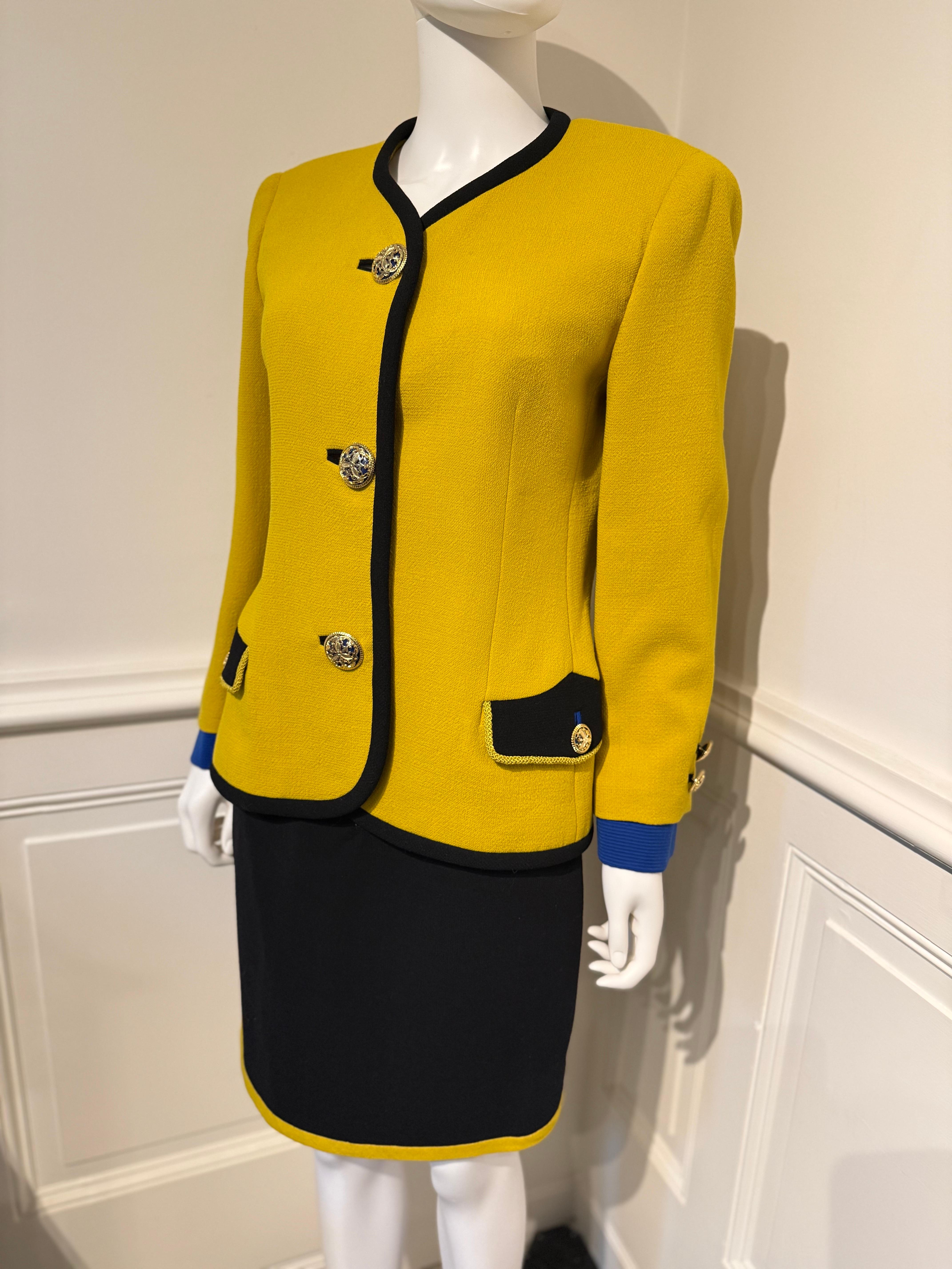 Orange Gianni Versace Couture Automne/Hiver 1991/1992 iconique Runway jupe blazer tailleur en vente