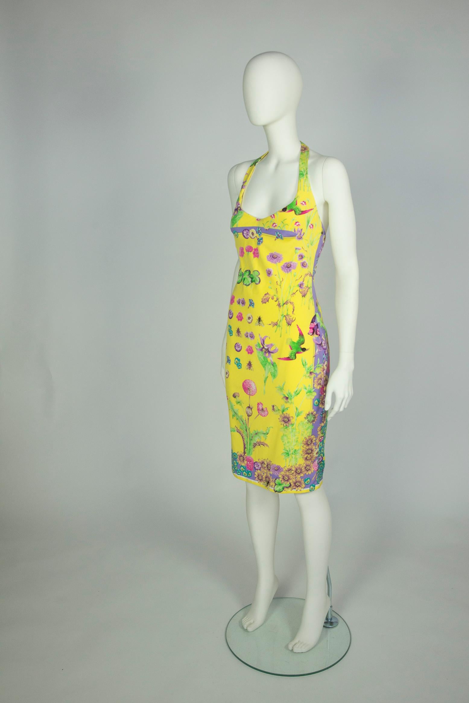 Gianni Versace Couture Printed Halterneck Dress, Circa 1995-1996 For Sale 1