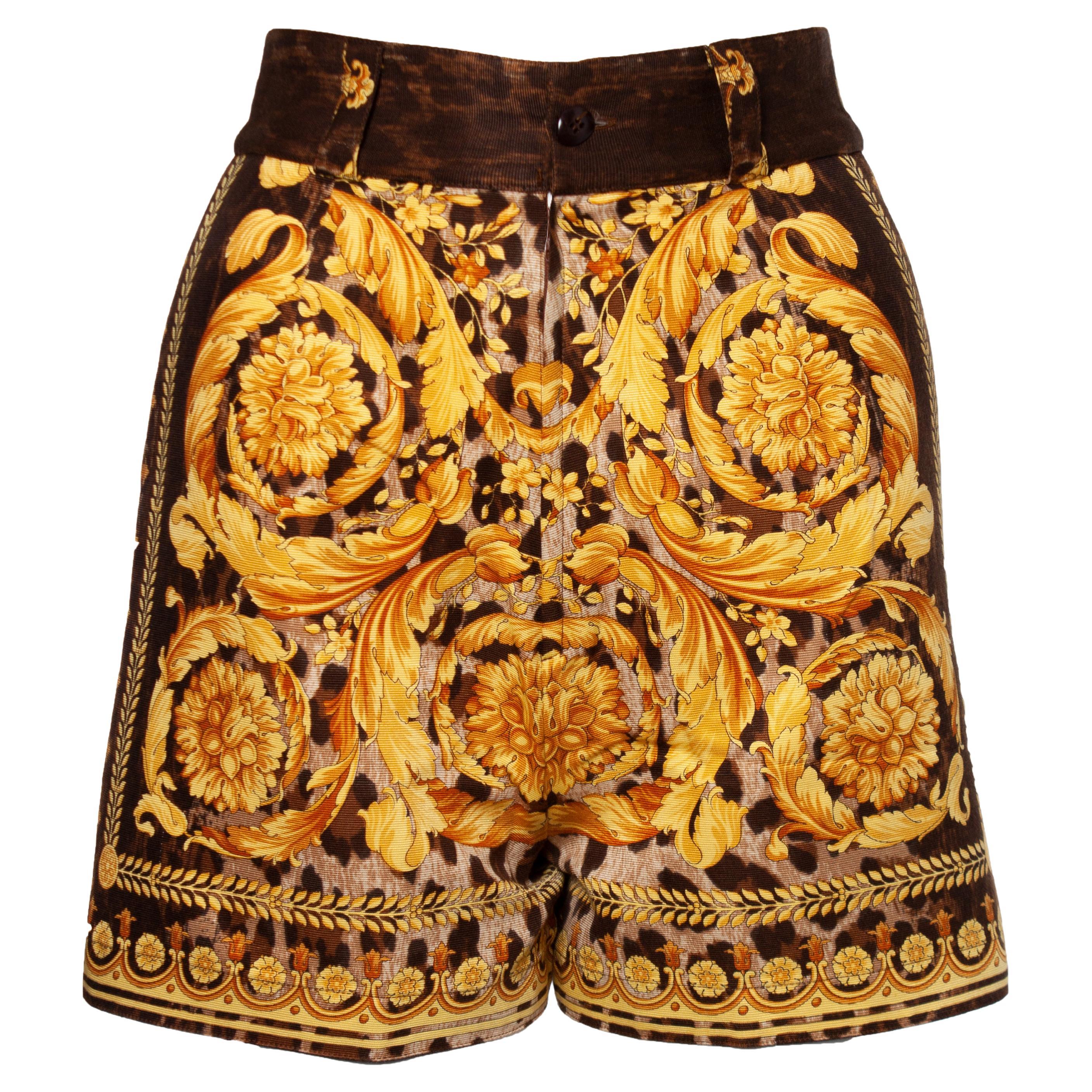 Gianni Versace Couture, Barocco printed shorts For Sale