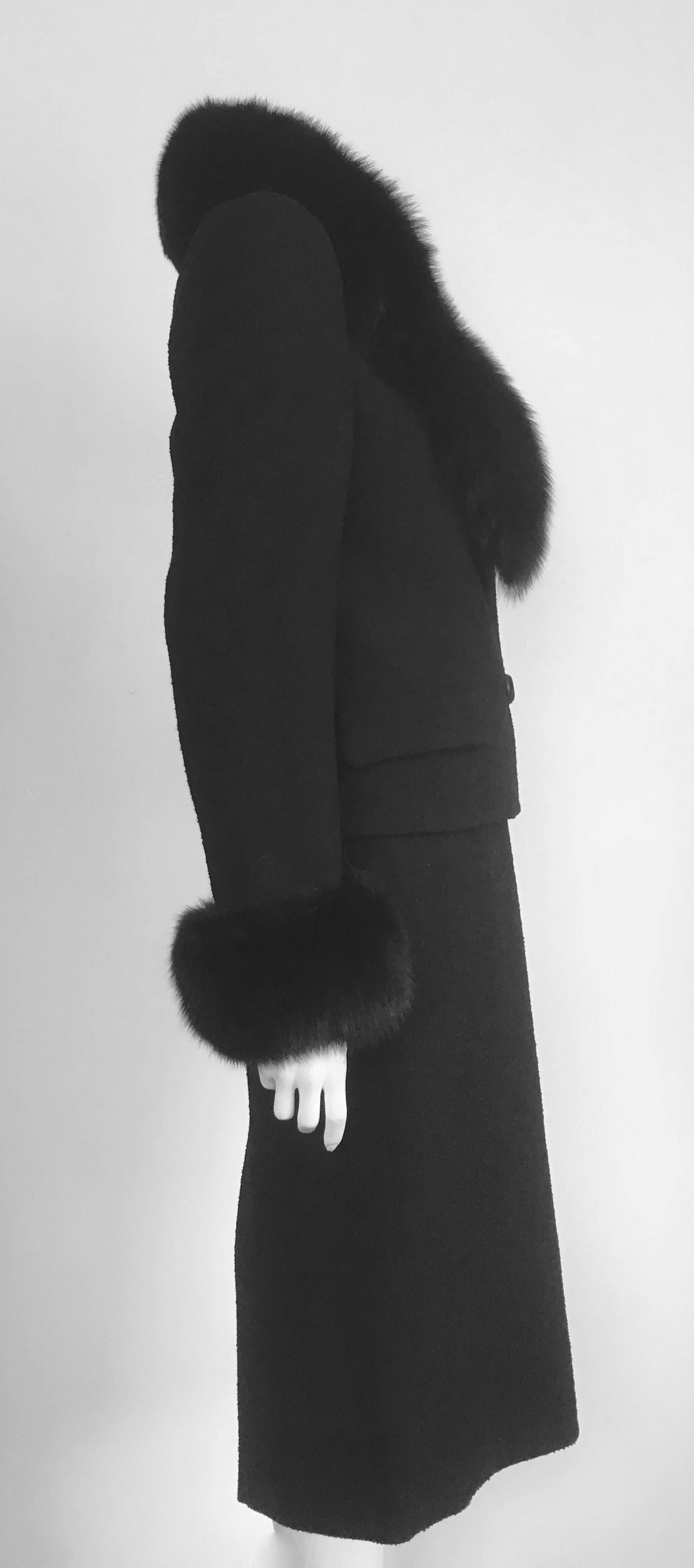 Women's or Men's Gianni Versace Couture 1990s Black Boucle Fur Trim Skirt Suit Size 4. For Sale