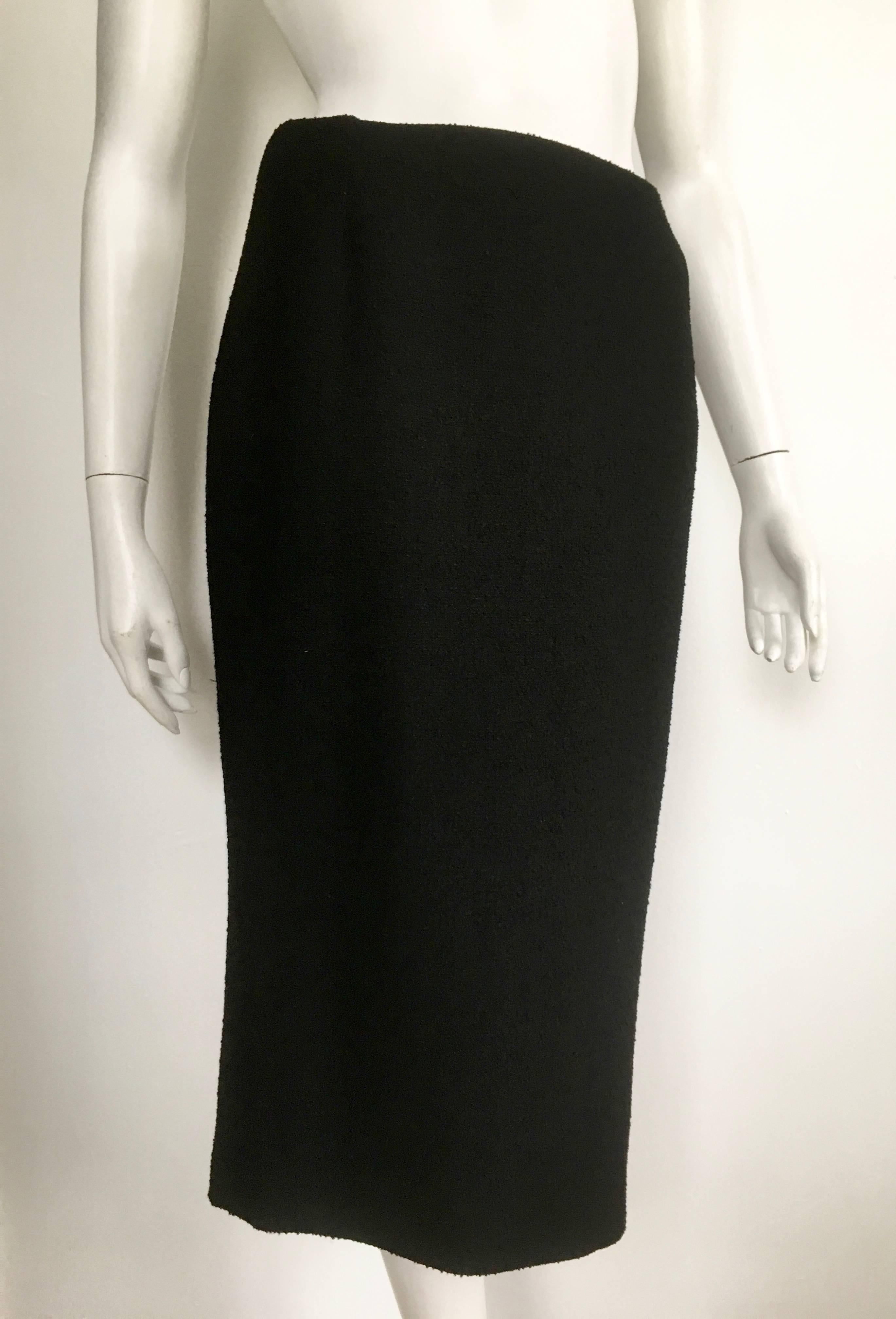 Gianni Versace Couture 1990s Black Boucle Fur Trim Skirt Suit Size 4. For Sale 4