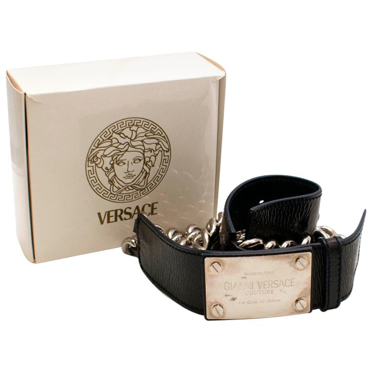 Gianni Versace Couture Black Chain Belt - Size S 32 at 1stDibs