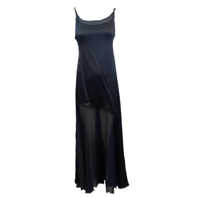Gianni Versace Couture Robe en mousseline noire et satin, années 1990 en vente