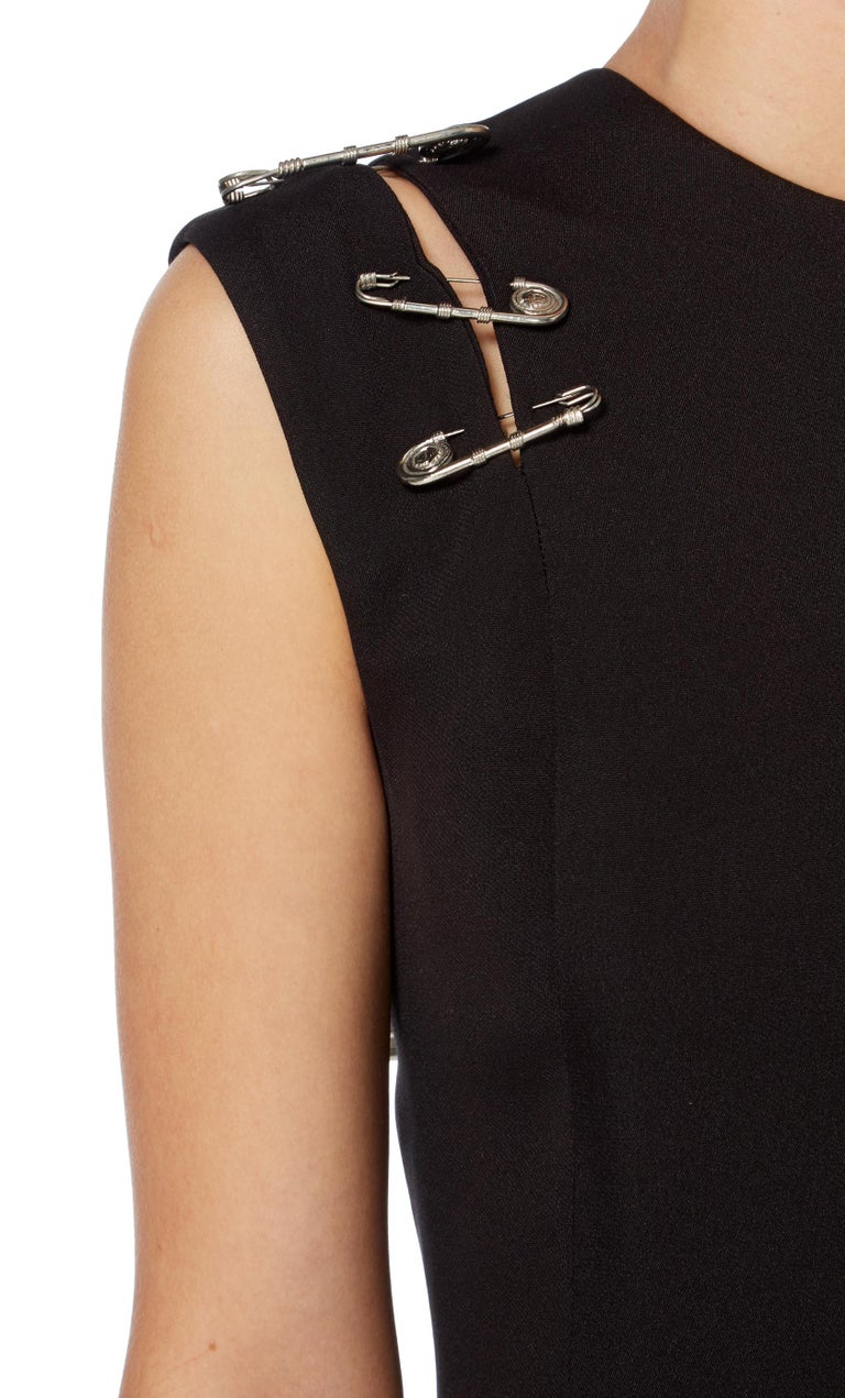 Gianni Versace Couture, Black day dress with safety pins, Spring/Summer ...