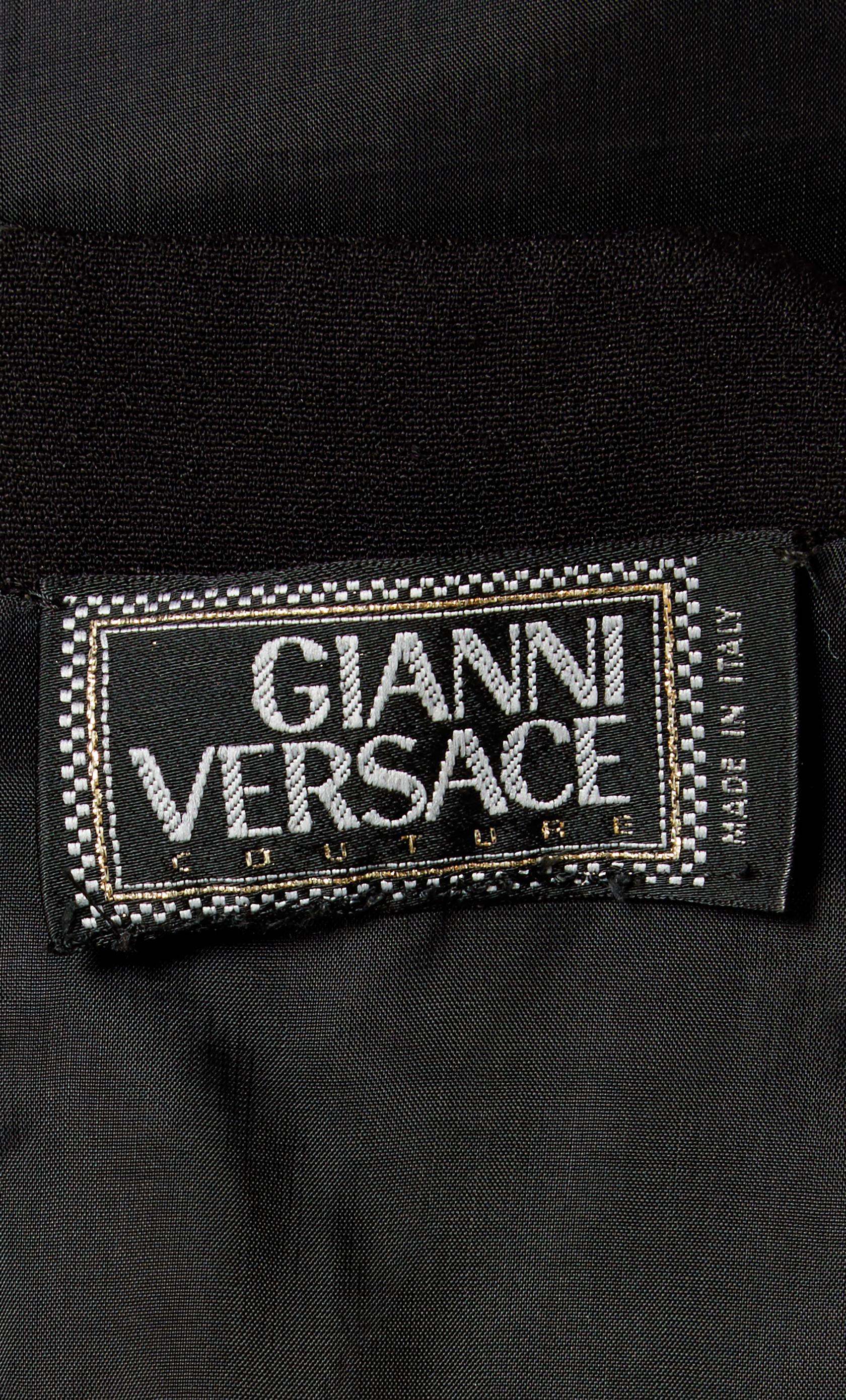 Women's Gianni Versace Couture, Black day dress with safety pins, Spring/Summer 1994 For Sale