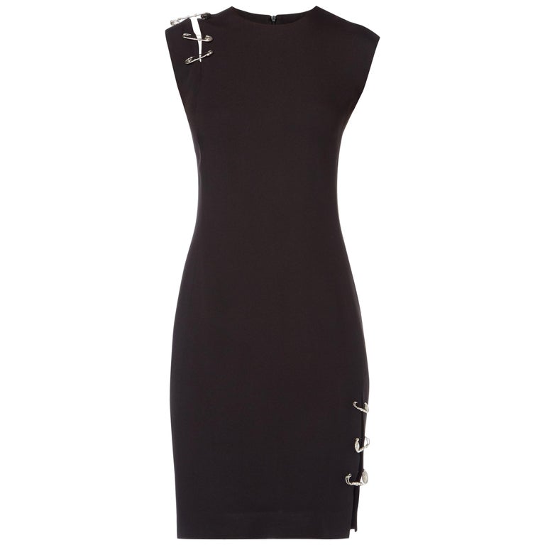 Gianni Versace Couture, Black day dress with safety pins, Spring/Summer ...