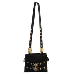 Gianni Versace Couture Black Gold Medusa Chain Mini bag