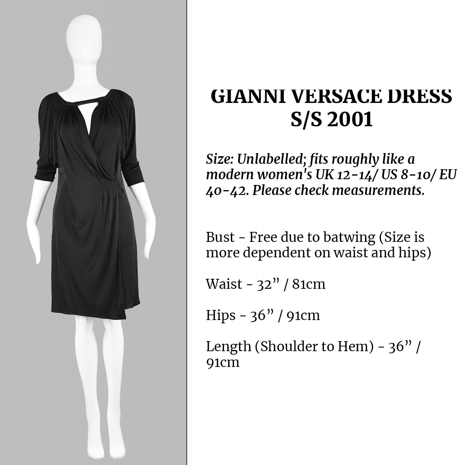 Gianni Versace Couture Black Jersey Batwing Vintage Dress, Spring 2001 For Sale 6