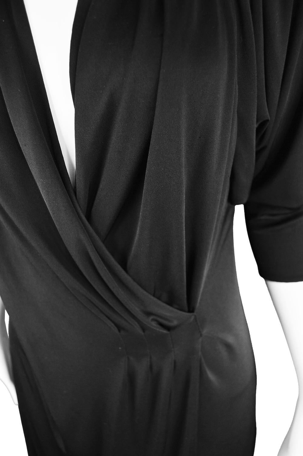 Women's Gianni Versace Couture Black Jersey Batwing Vintage Dress, Spring 2001 For Sale